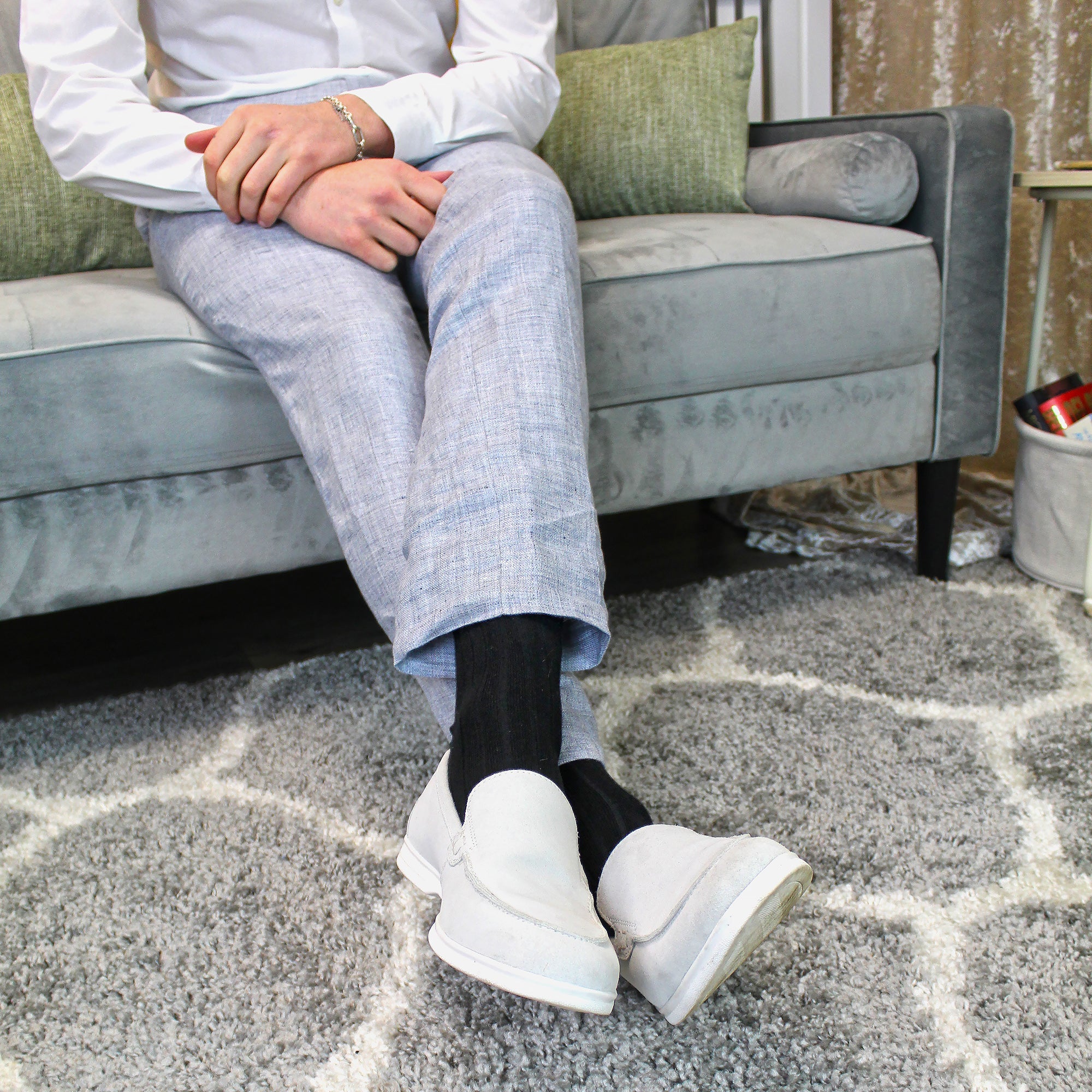 Sock Snob Mens Plain Coloured Cotton Rich Ribbed Dress Socks