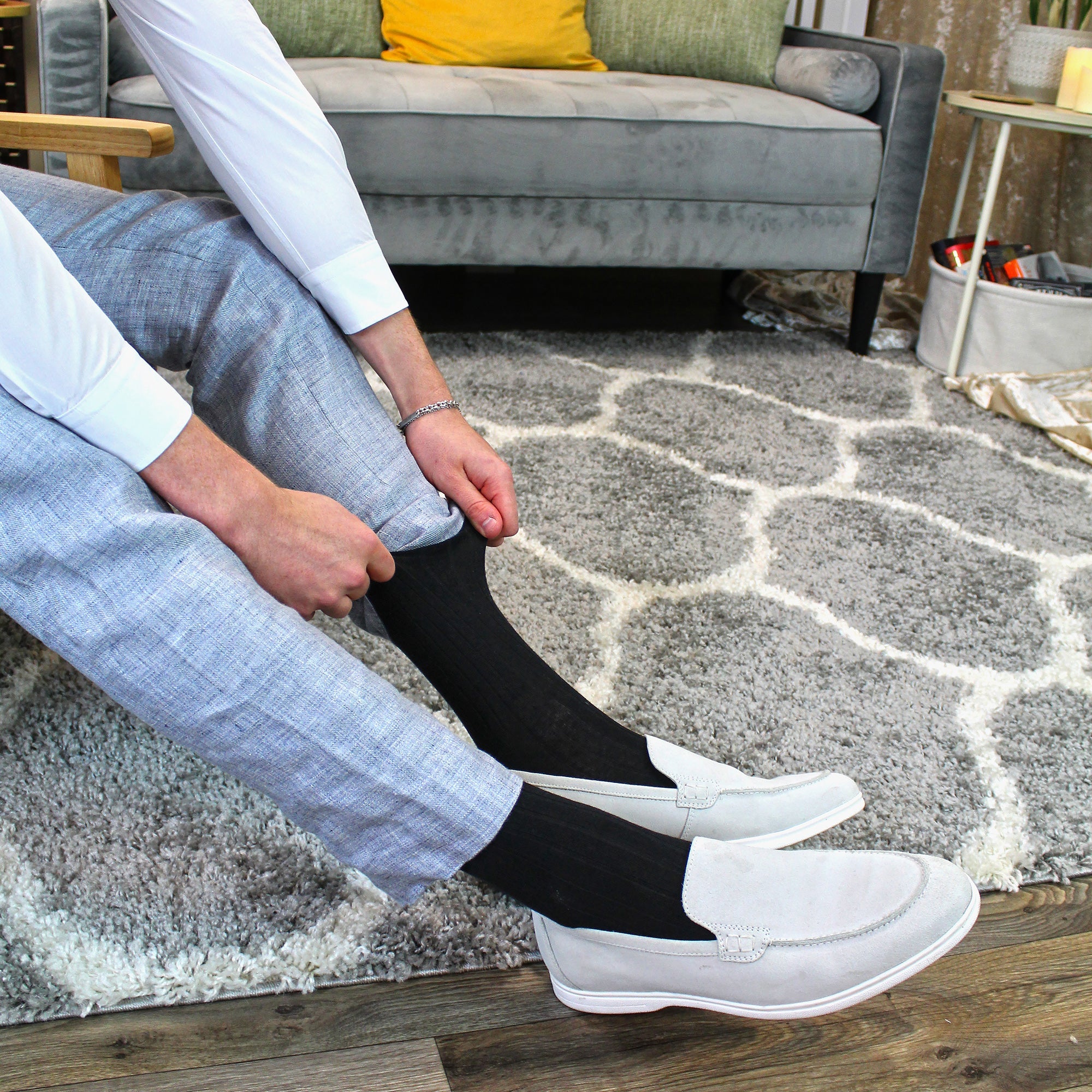 Sock Snob Mens Plain Coloured Cotton Rich Ribbed Dress Socks