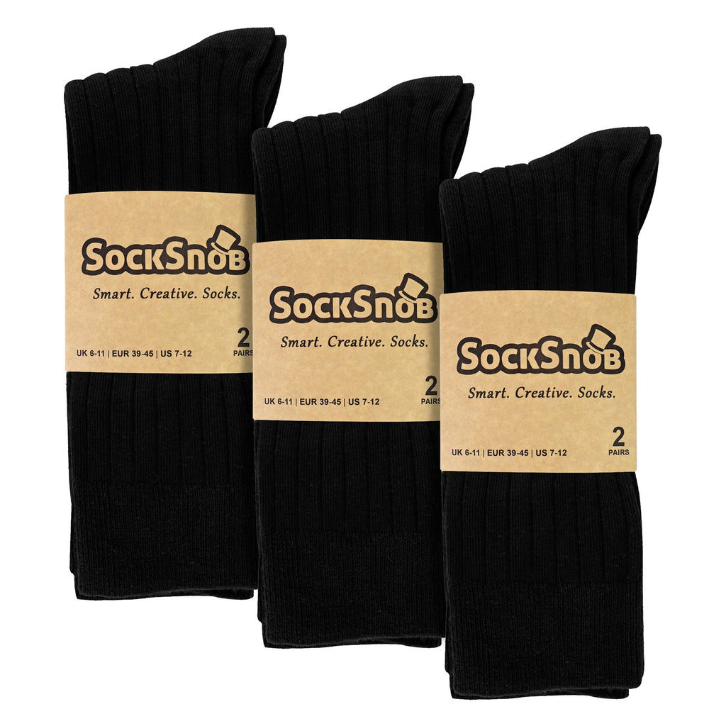 Sock Snob Mens Plain Coloured Cotton Rich Ribbed Dress Socks