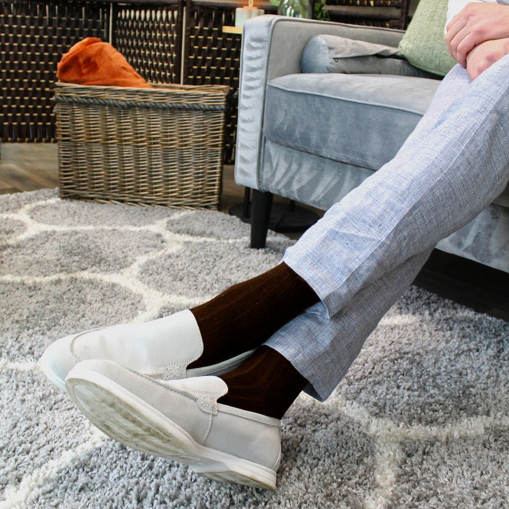 Sock Snob Mens Plain Coloured Cotton Rich Ribbed Dress Socks