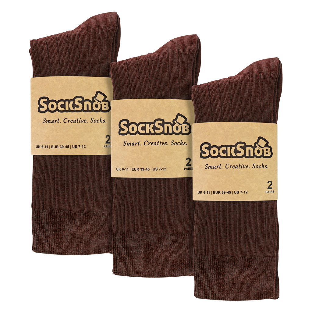 Sock Snob Mens Plain Coloured Cotton Rich Ribbed Dress Socks