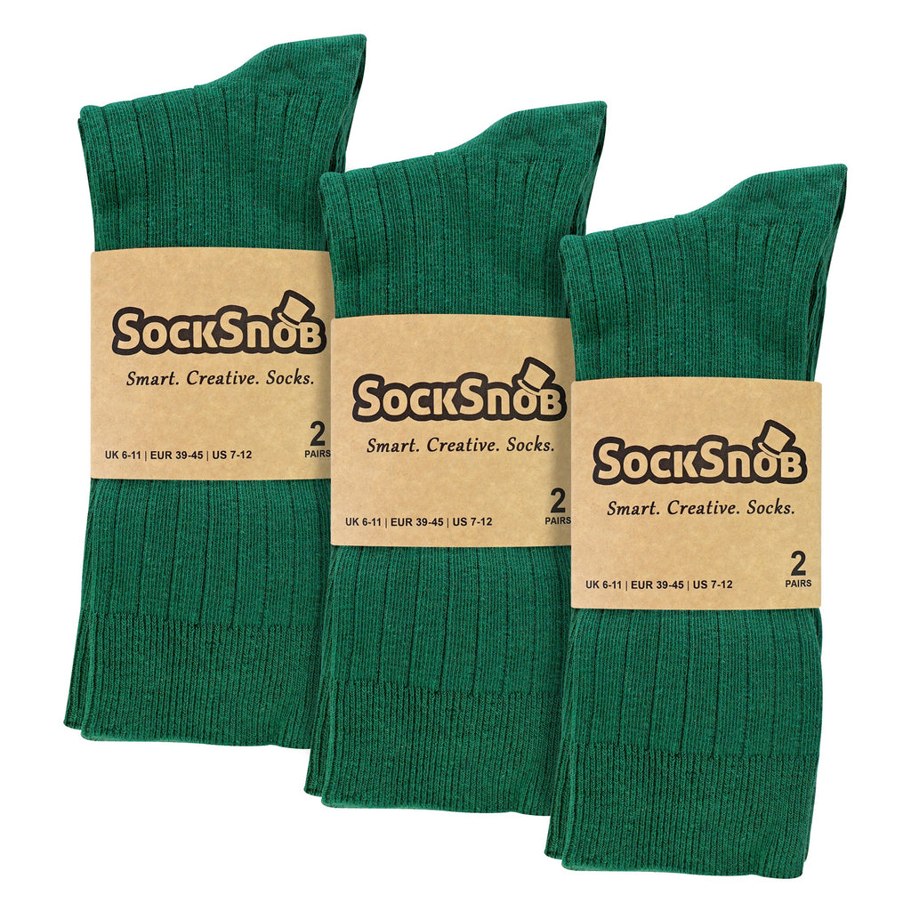 Sock Snob Mens Plain Coloured Cotton Rich Ribbed Dress Socks