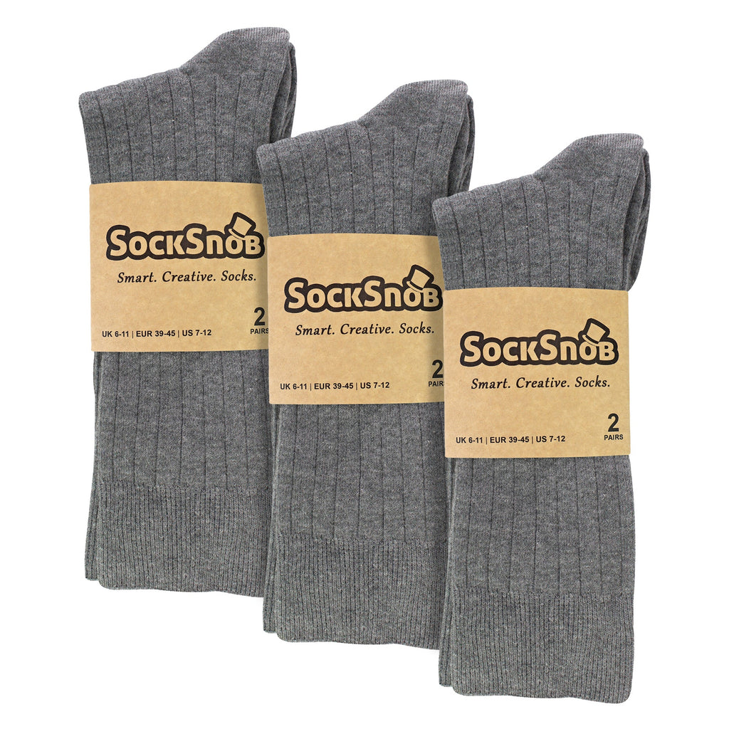 Sock Snob Mens Plain Coloured Cotton Rich Ribbed Dress Socks