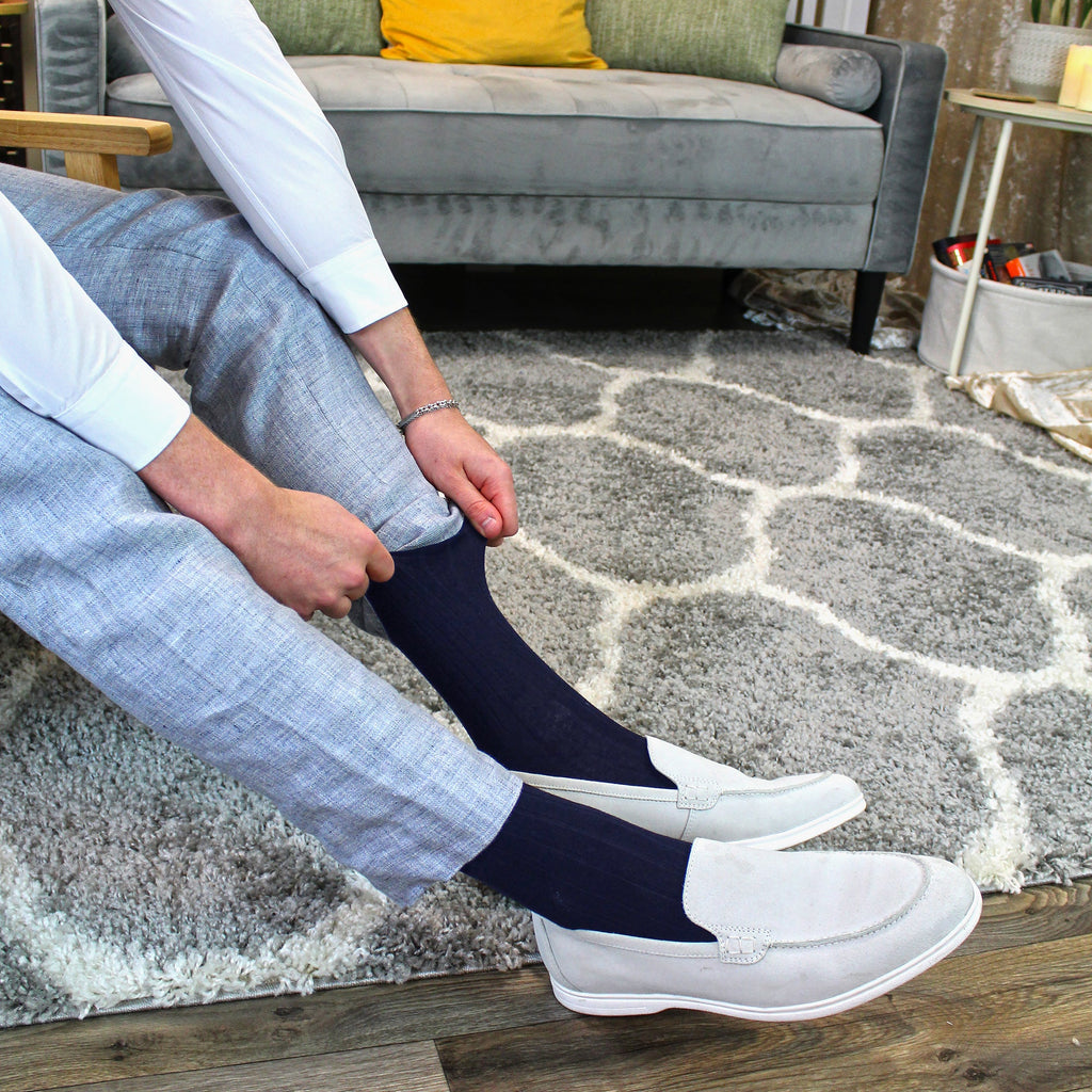 Sock Snob Mens Plain Coloured Cotton Rich Ribbed Dress Socks