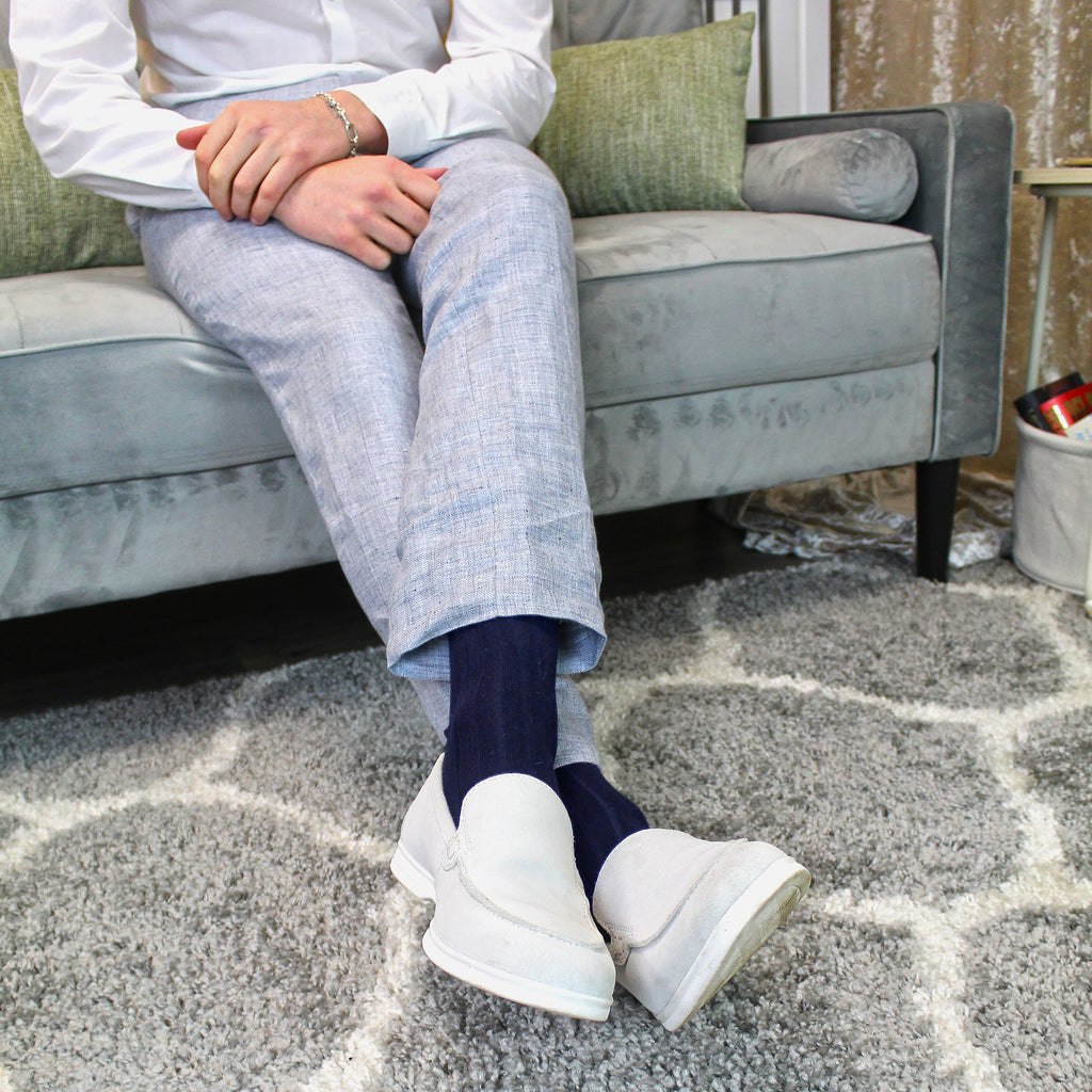 Sock Snob Mens Plain Coloured Cotton Rich Ribbed Dress Socks