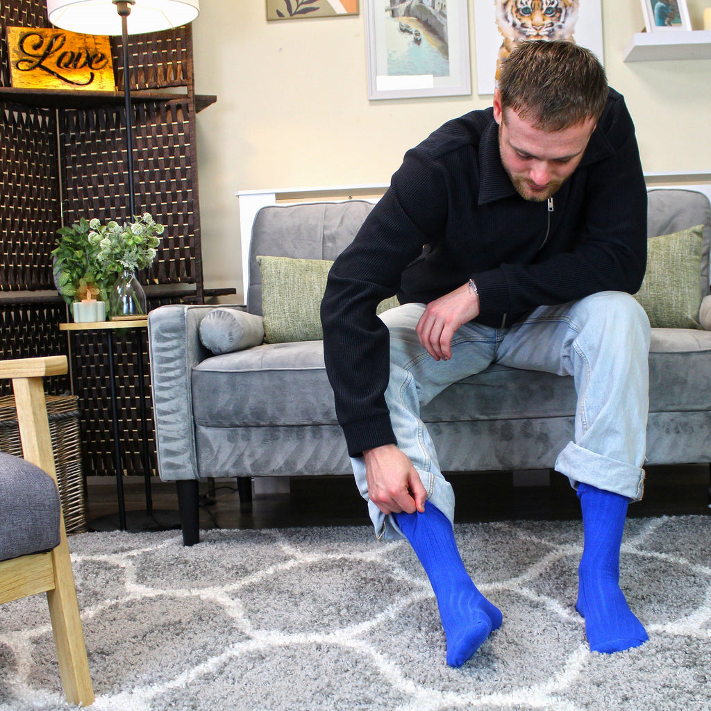 Sock Snob Mens Plain Coloured Cotton Rich Ribbed Dress Socks