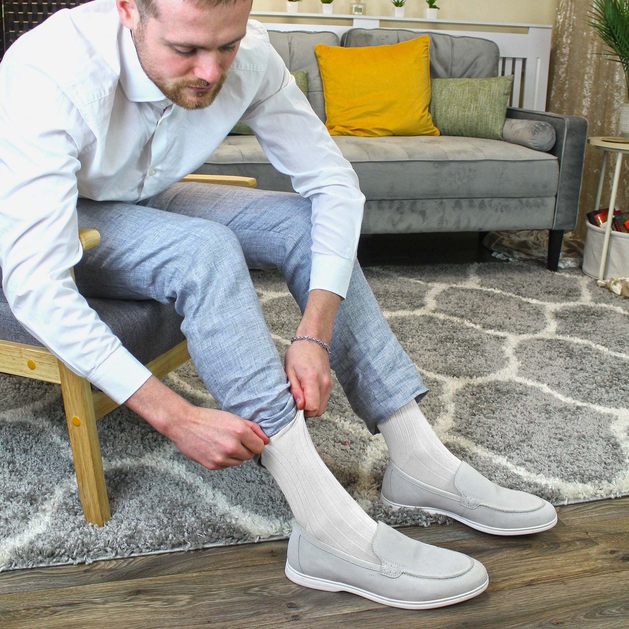 Sock Snob Mens Plain Coloured Cotton Rich Ribbed Dress Socks