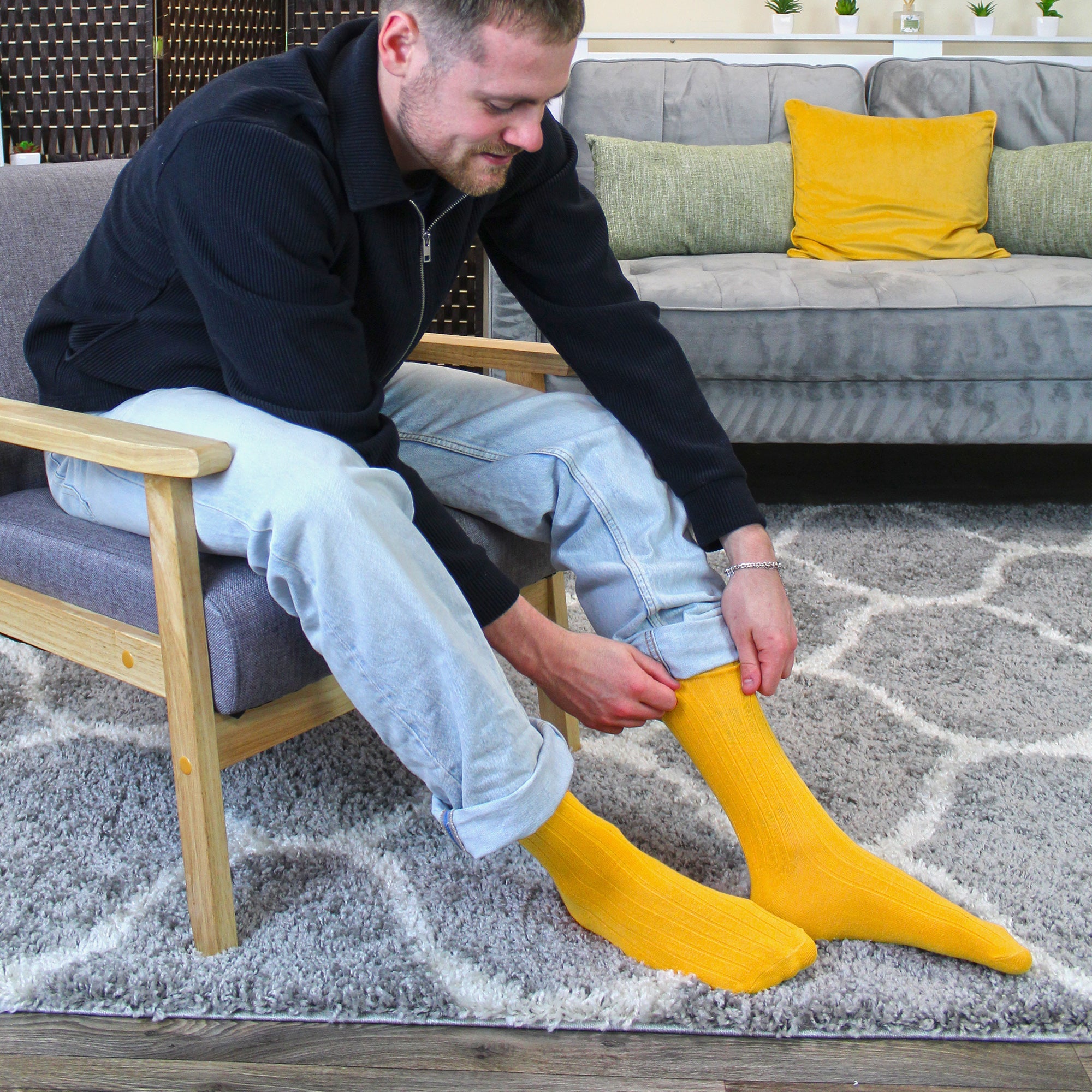 Sock Snob Mens Plain Coloured Cotton Rich Ribbed Dress Socks