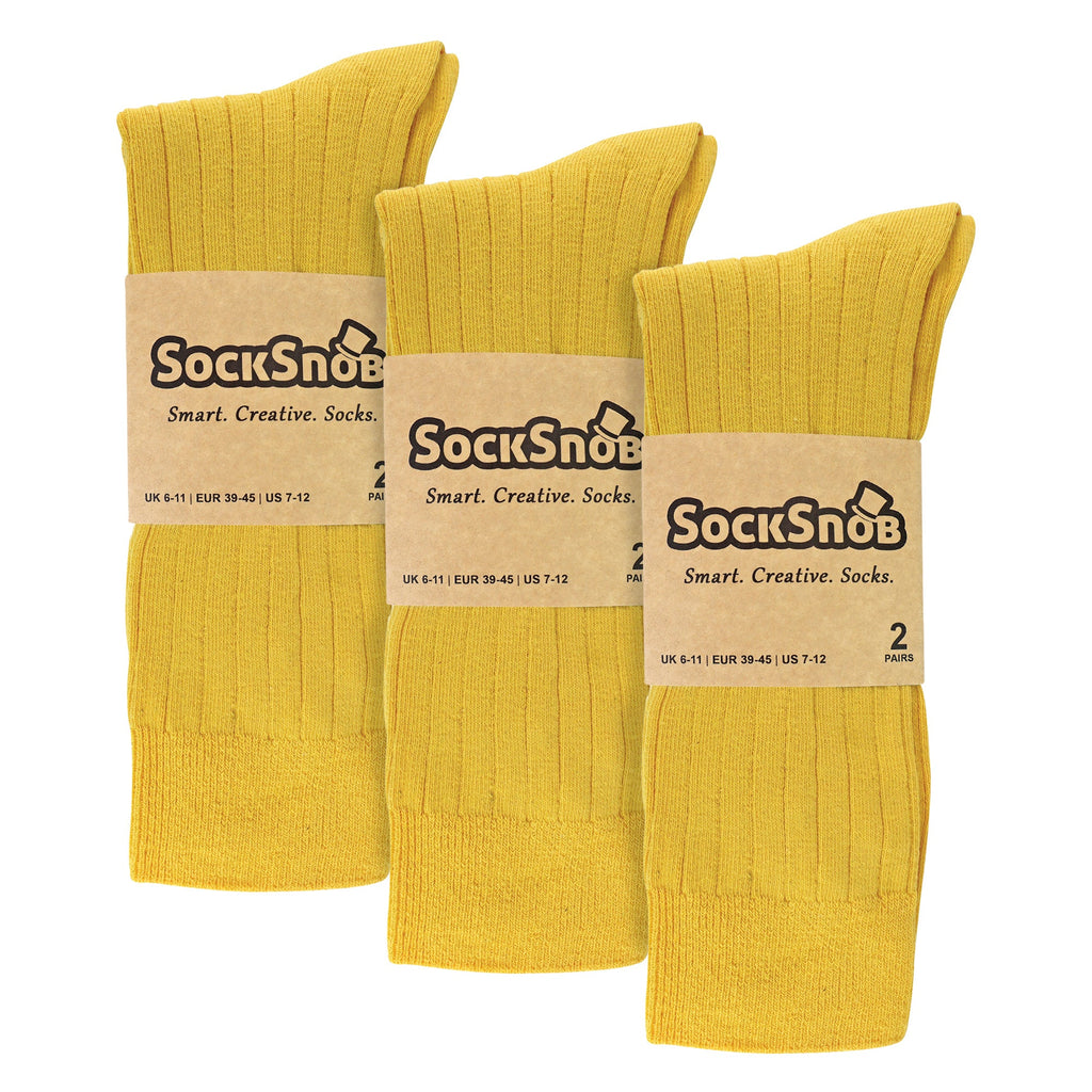 Sock Snob Mens Plain Coloured Cotton Rich Ribbed Dress Socks