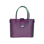 Zatchels Purple Mini Twist Lock Leather Shopper Bag front view