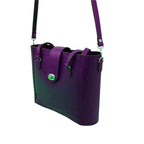 Zatchels Purple leather mini shopper bag detail view