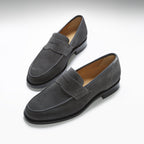 Hugs & Co Mens Slate Grey Suede Loafers Welted Leather Sole