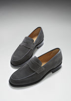 Hugs & Co Mens Slate Grey Suede Loafers Welted Leather Sole