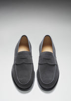 Hugs & Co Mens Slate Grey Suede Loafers Welted Leather Sole
