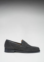 Hugs & Co Mens Slate Grey Suede Loafers Welted Leather Sole