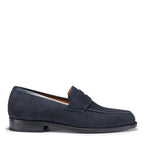 Hugs & Co Mens Navy Blue Suede Loafers Welted Leather Sole