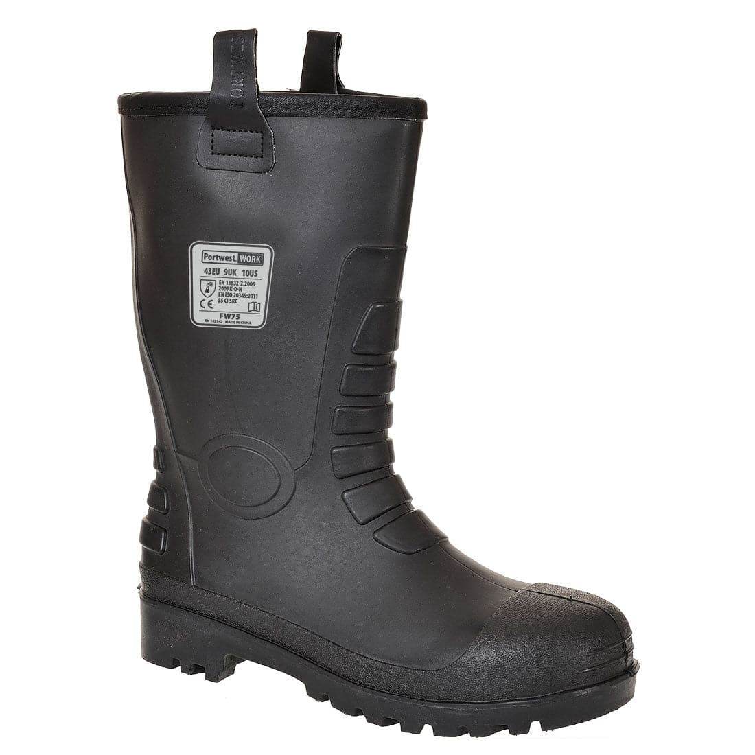 Portwest FW75 Neptune Fur Lined Waterproof Rigger Low Wellington Boots S5 CI Black / Tan