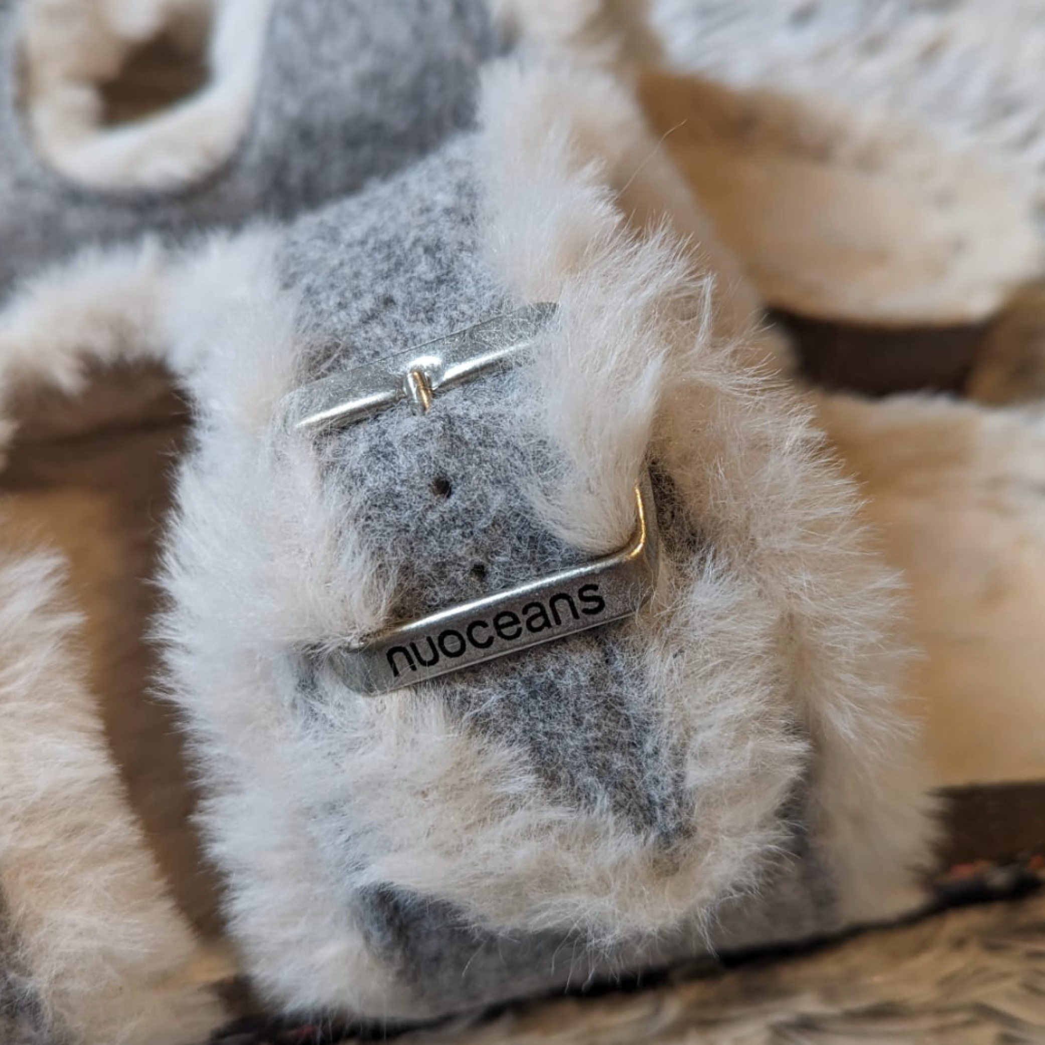 Nuoceans Fluff Grey White Vegan Sandals