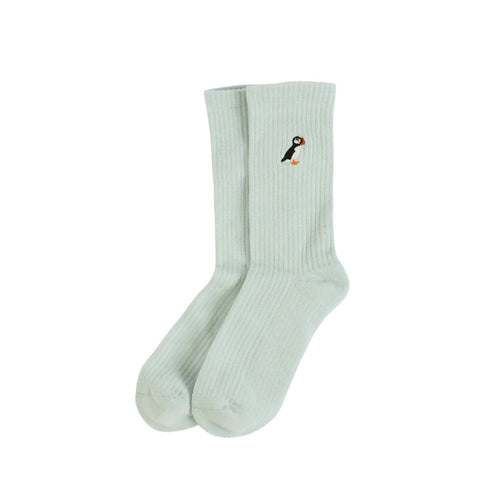 Bare Kind Save the Puffin Ribbed Bamboo Socks