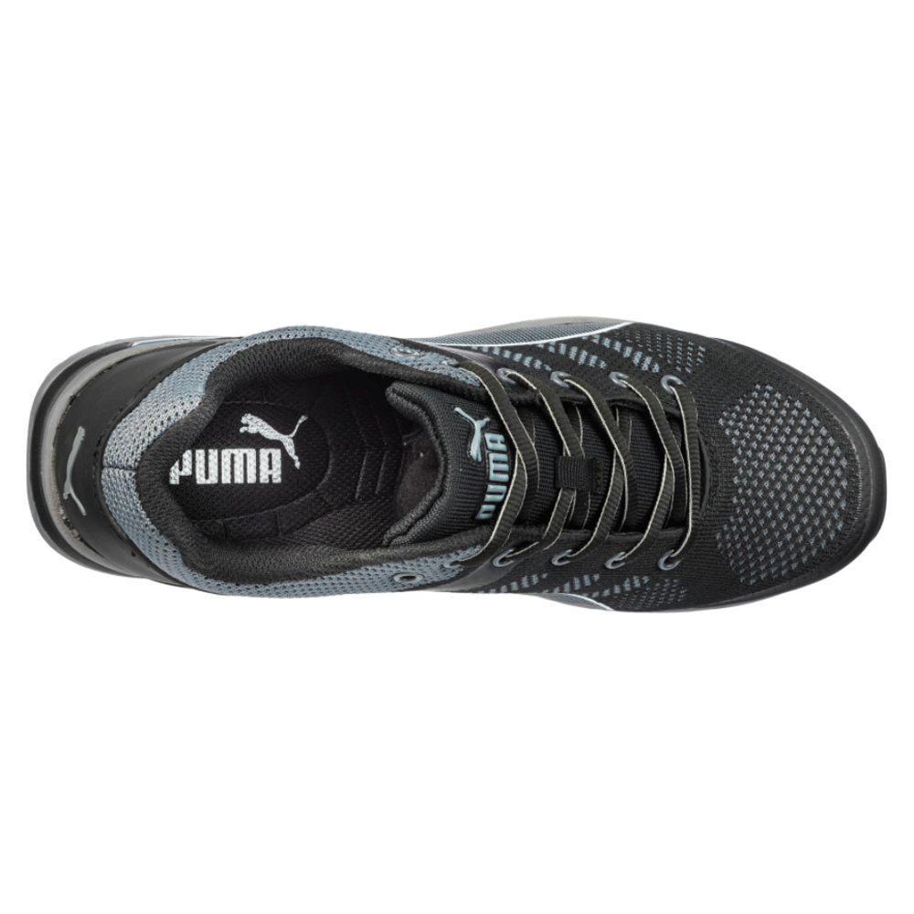 Puma Elevate Knit Low S1P ESD HRO SRC Safety Work Safety Trainers Shoe Black / Grey / Blue / Green