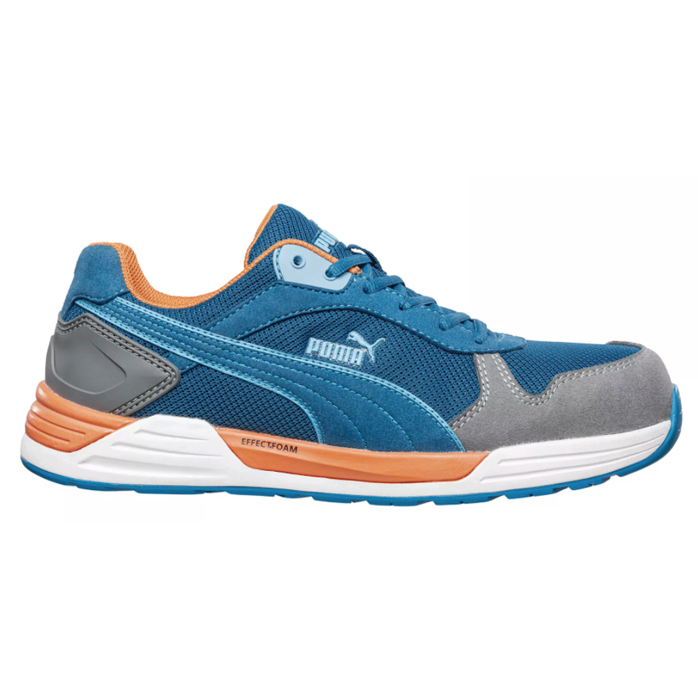 Puma Frontside Low S1P ESD HRO SRC Safety Trainers Shoe Blue / Brown / Ivy