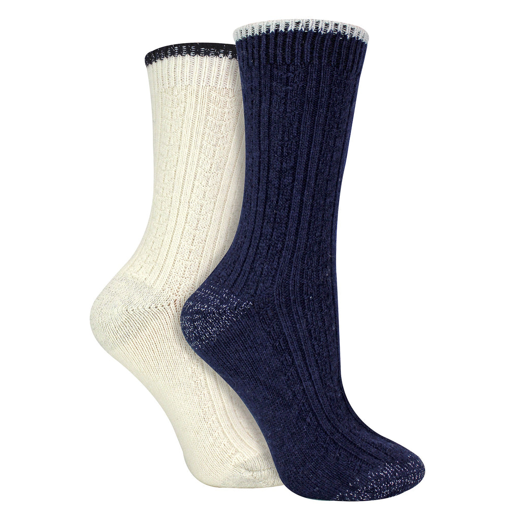Wildfeet 4 Pack Womens Cable Knit and Lurex Glitter Socks