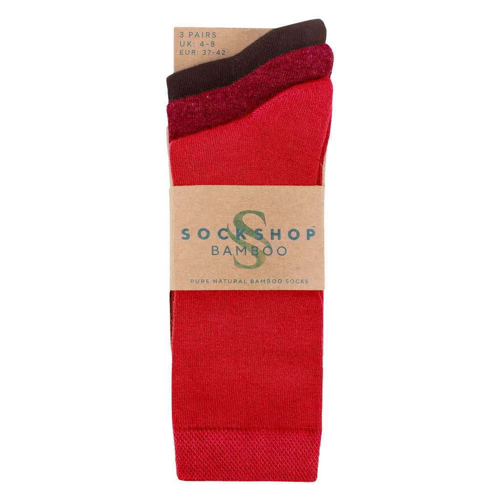 SOCKSHOP 3 Pack Womens Plain Bamboo Socks Socks