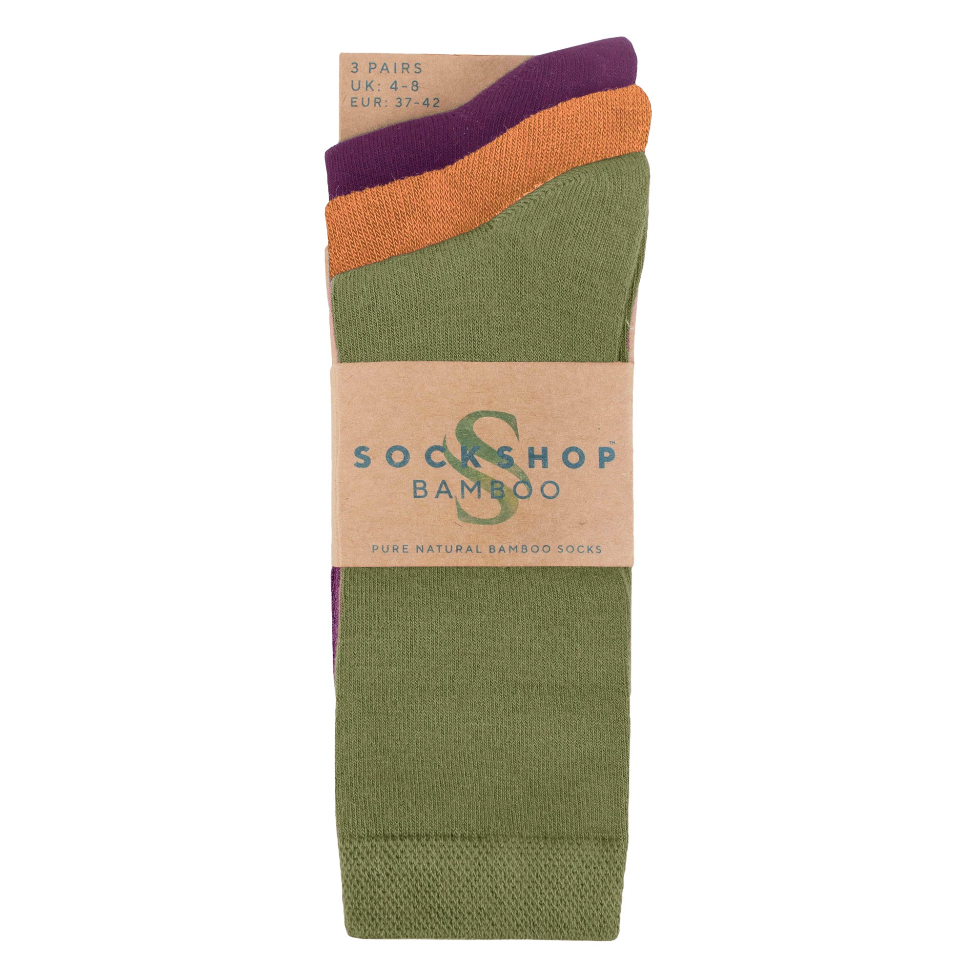 SOCKSHOP 3 Pack Womens Plain Bamboo Socks Socks