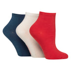 SOCKSHOP 3 Pack Womens Plain Bamboo Anklet Socks