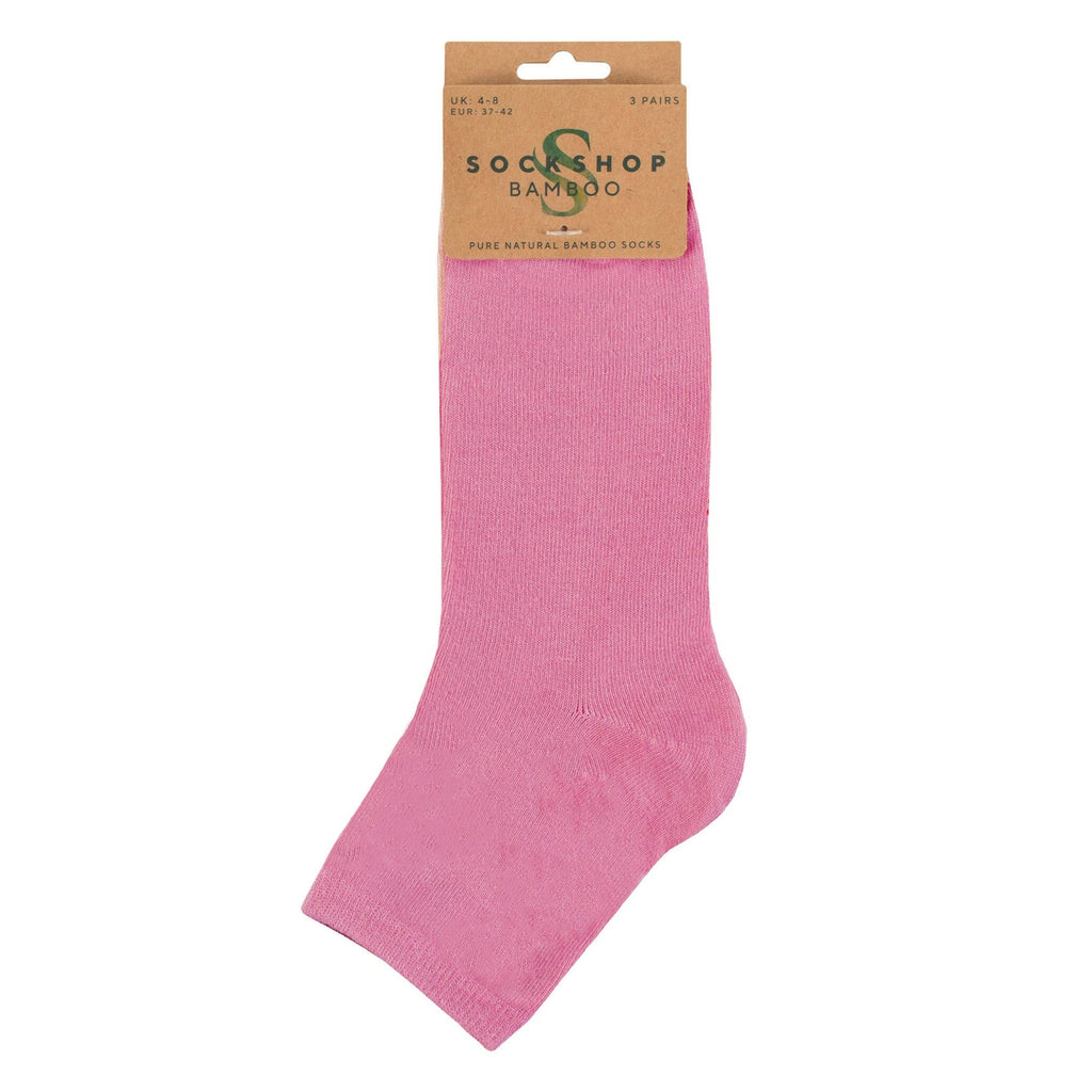 SOCKSHOP 3 Pack Womens Plain Bamboo Anklet Socks