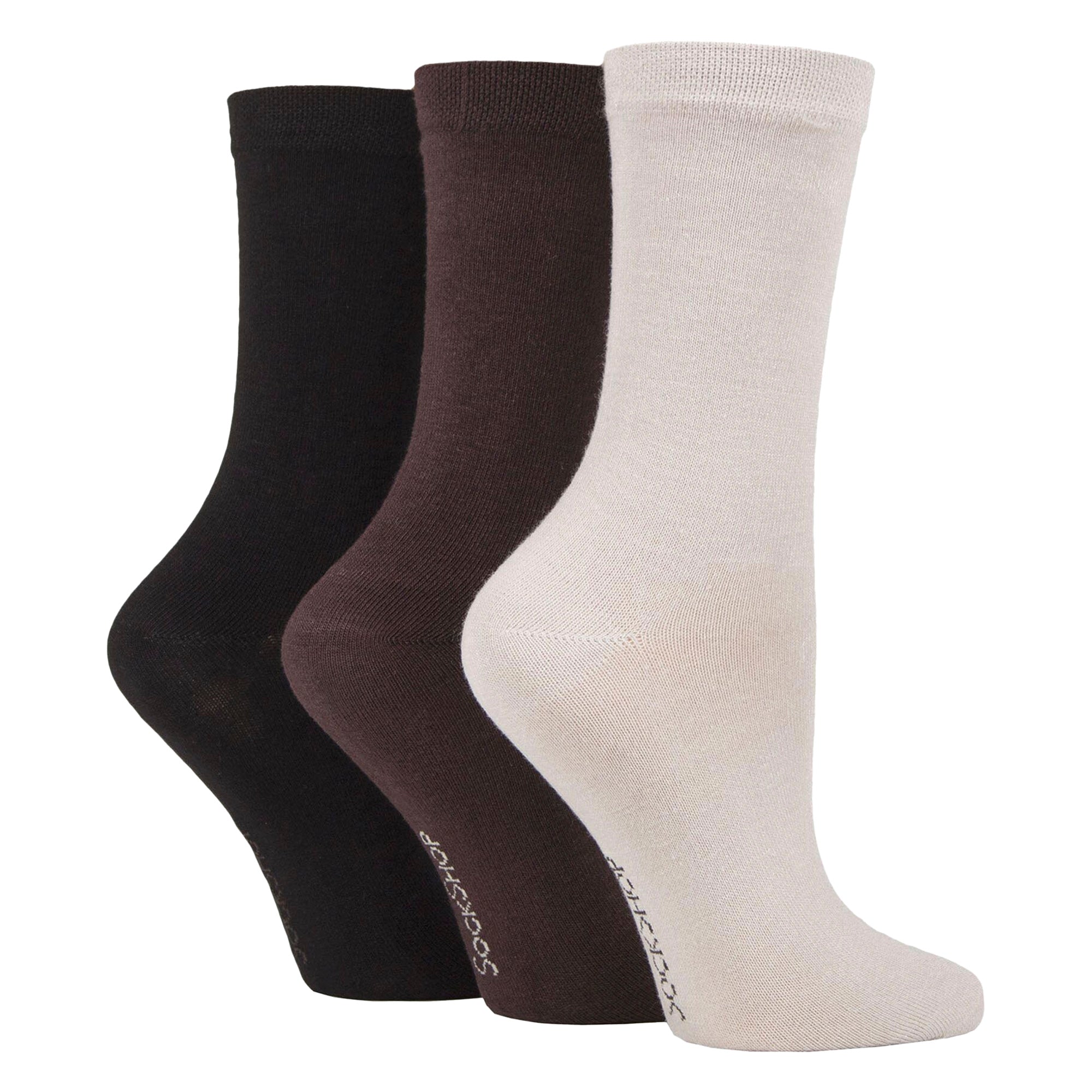 SOCKSHOP 3 Pack Womens Plain Bamboo Socks Socks