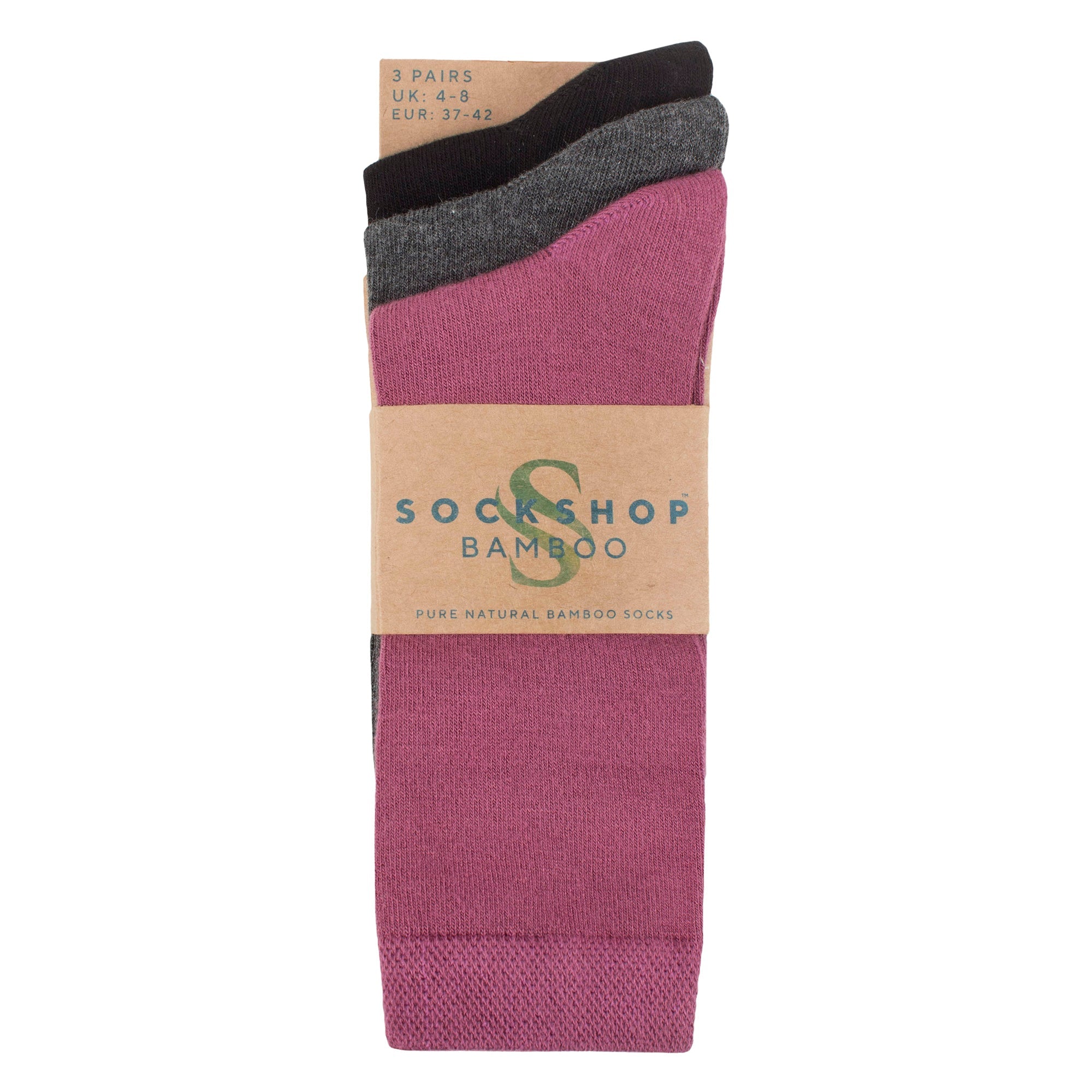 SOCKSHOP 3 Pack Womens Plain Bamboo Socks Socks