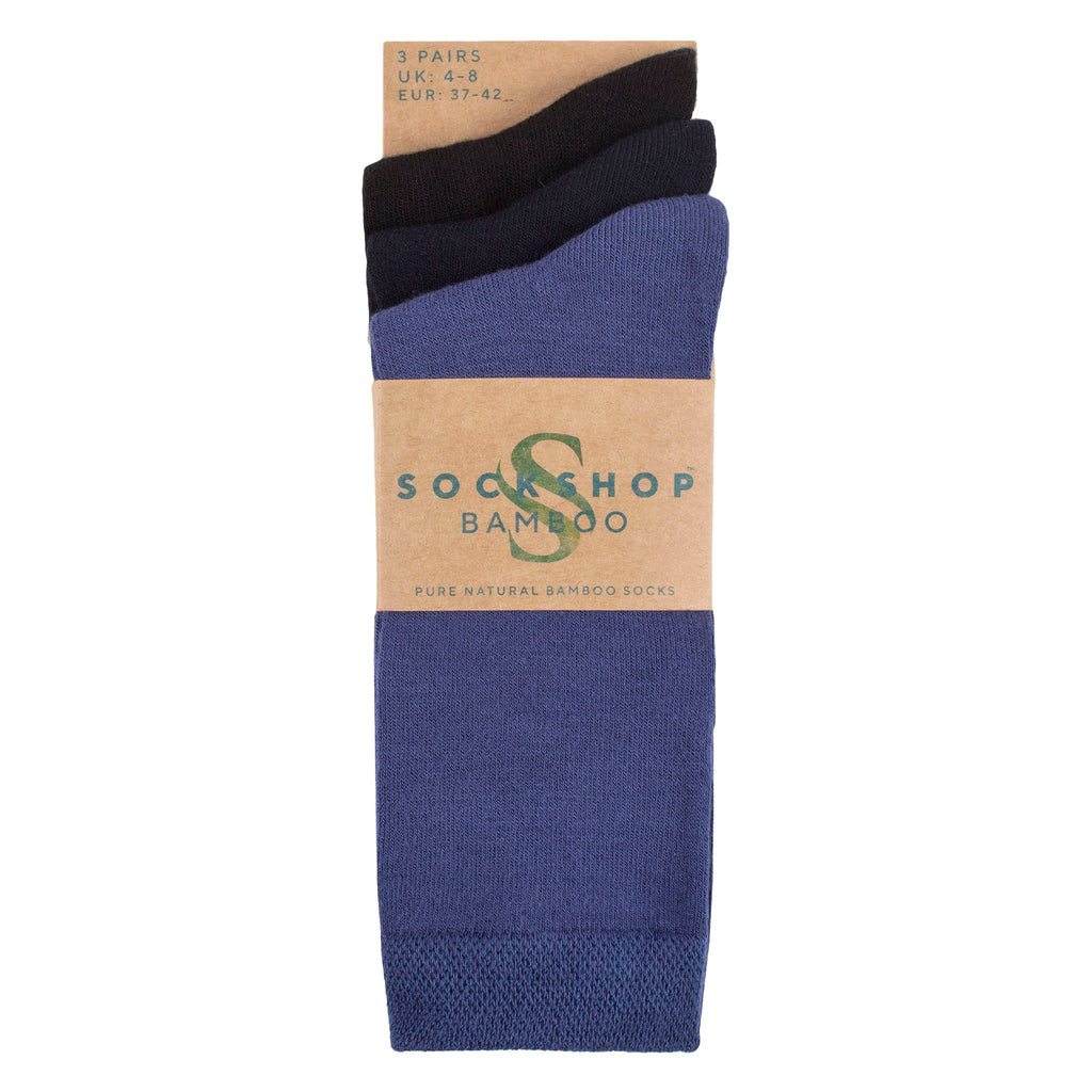 SOCKSHOP 3 Pack Womens Plain Bamboo Socks Socks