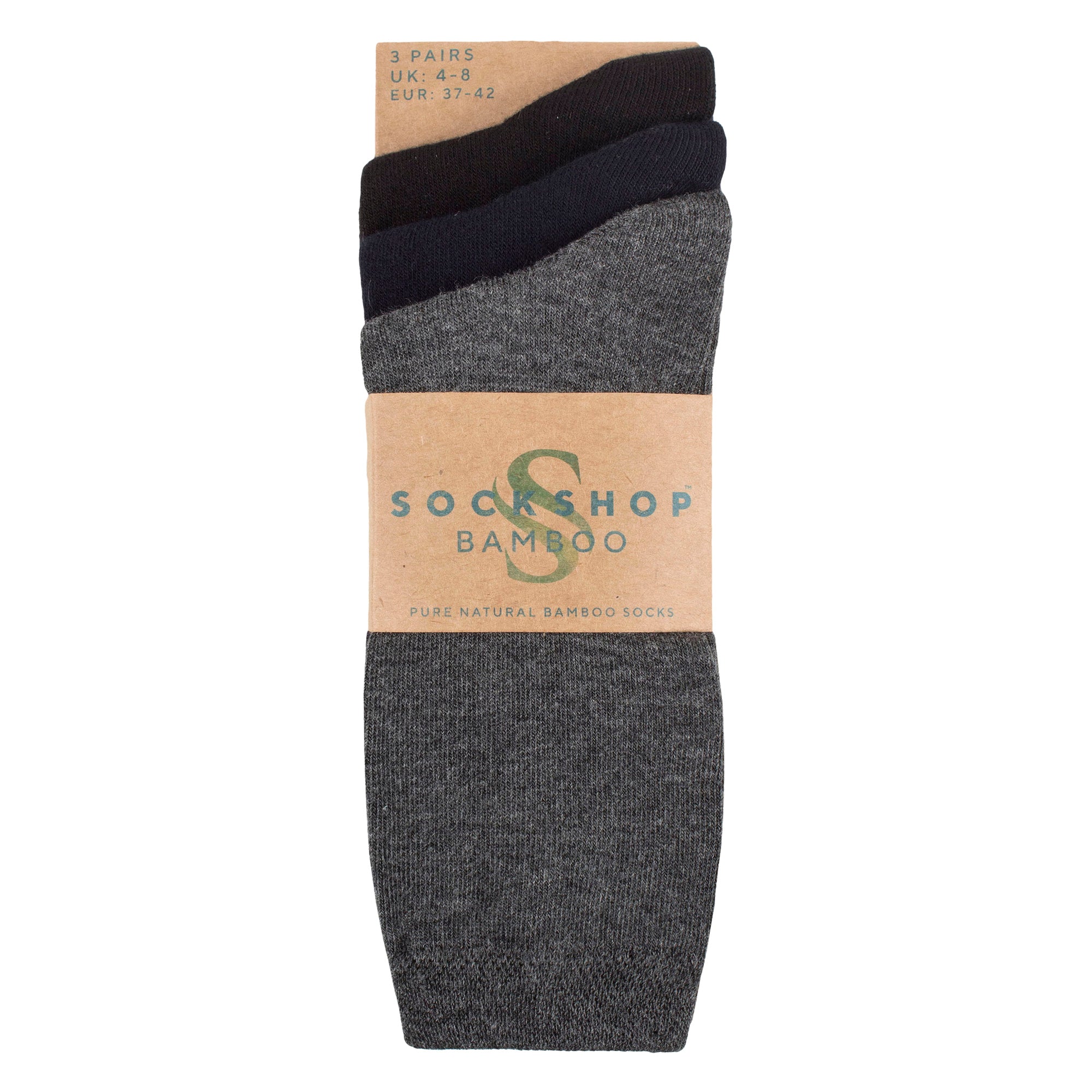 SOCKSHOP 3 Pack Womens Plain Bamboo Socks Socks