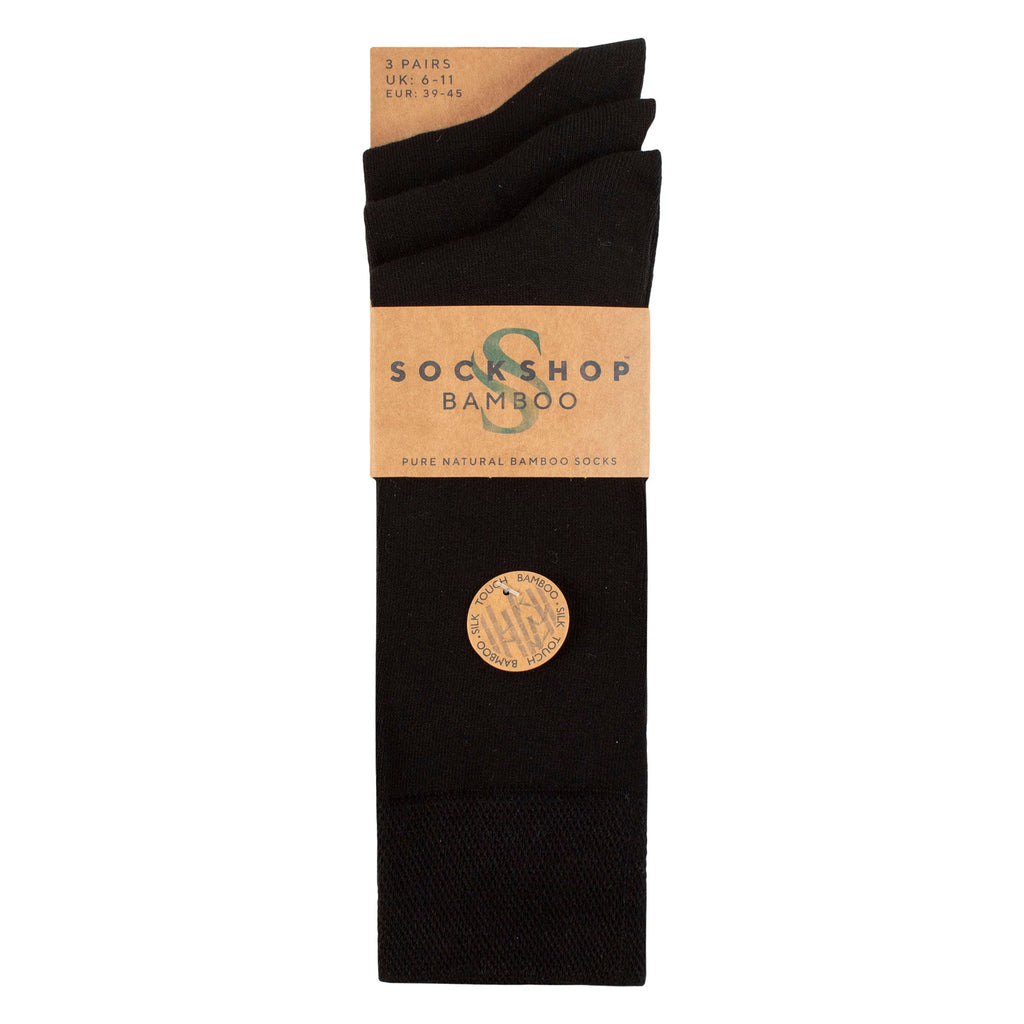 SOCKSHOP 3 Pack Mens Plain and Patterned Bamboo Socks