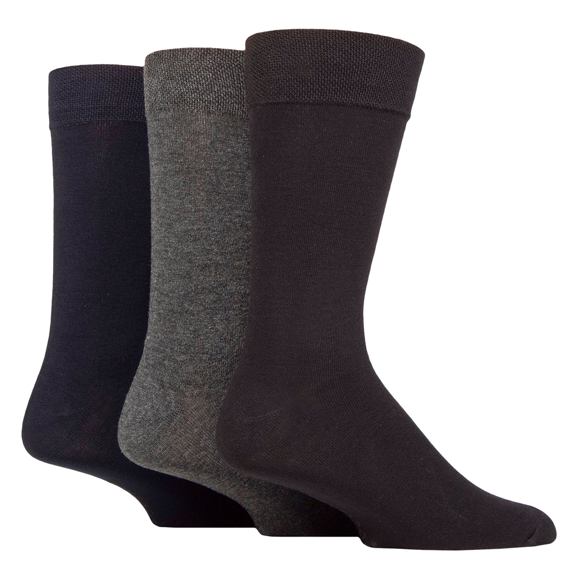 SOCKSHOP 3 Pack Mens Plain and Patterned Bamboo Socks
