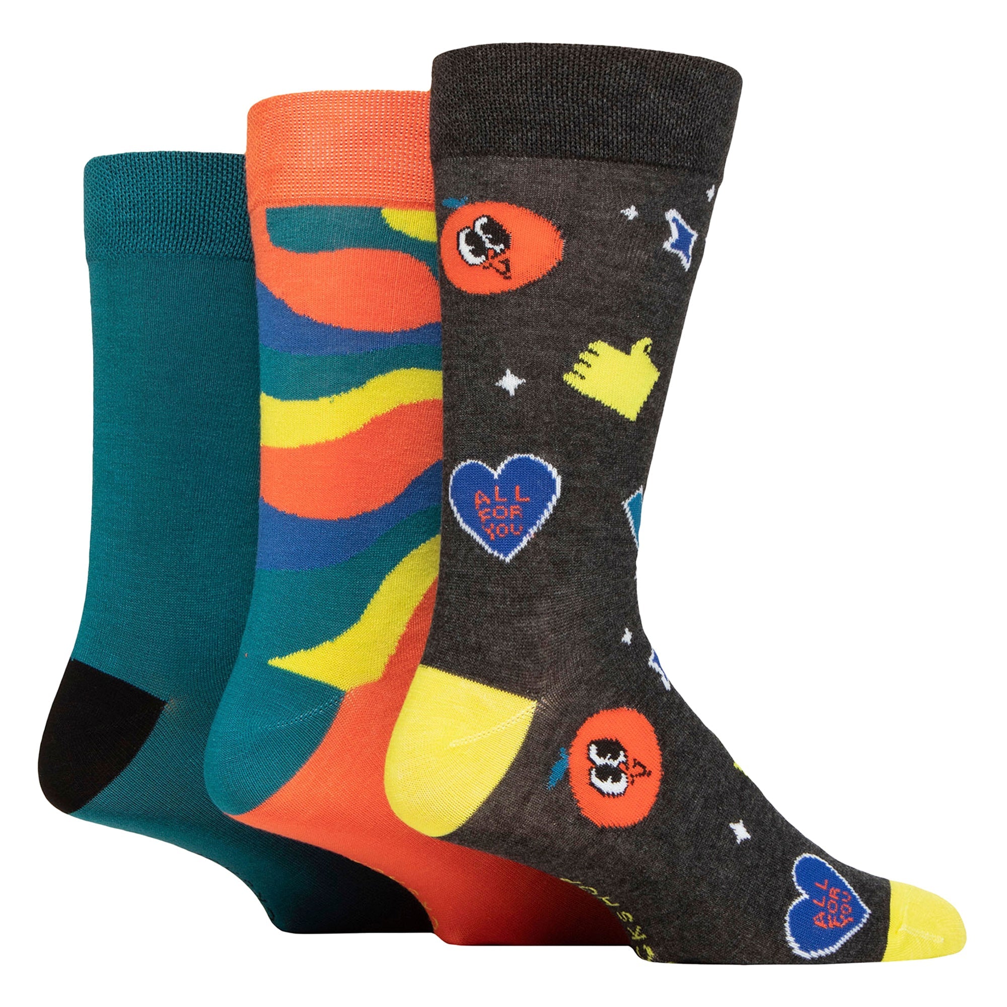 SOCKSHOP 3 Pack Mens Plain and Patterned Bamboo Socks