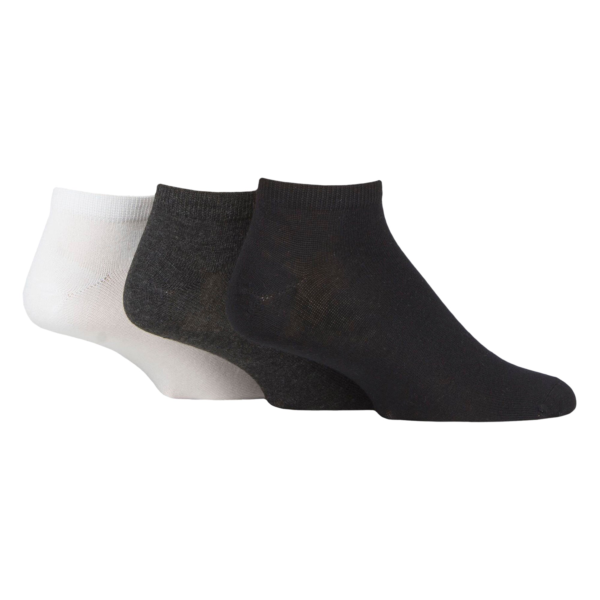SOCKSHOP 3 Pack Mens Plain Bamboo Trainer Liner Socks