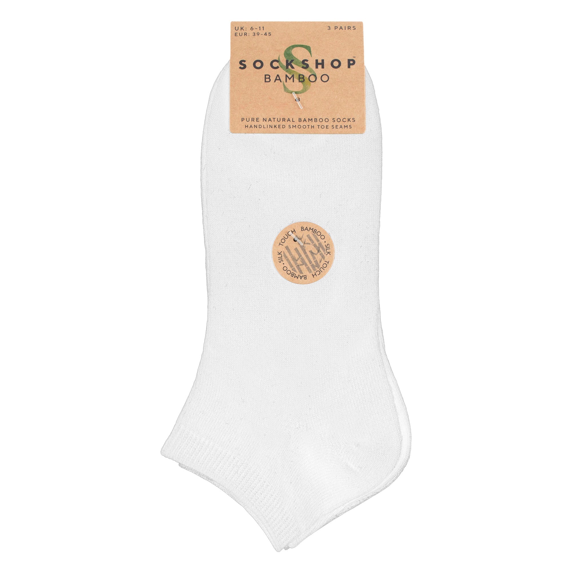 SOCKSHOP 3 Pack Mens Plain Bamboo Trainer Liner Socks