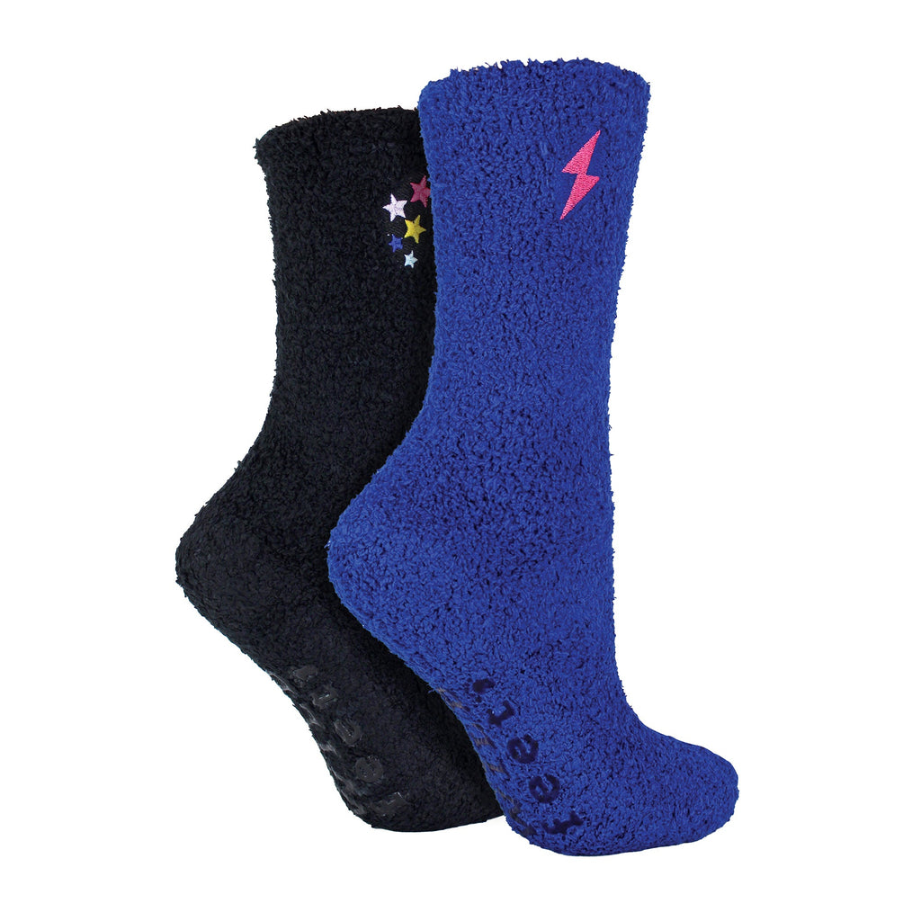 Wildfeet 4 Pack Womens Fleece Thermal Slipper Lounge Bed Socks