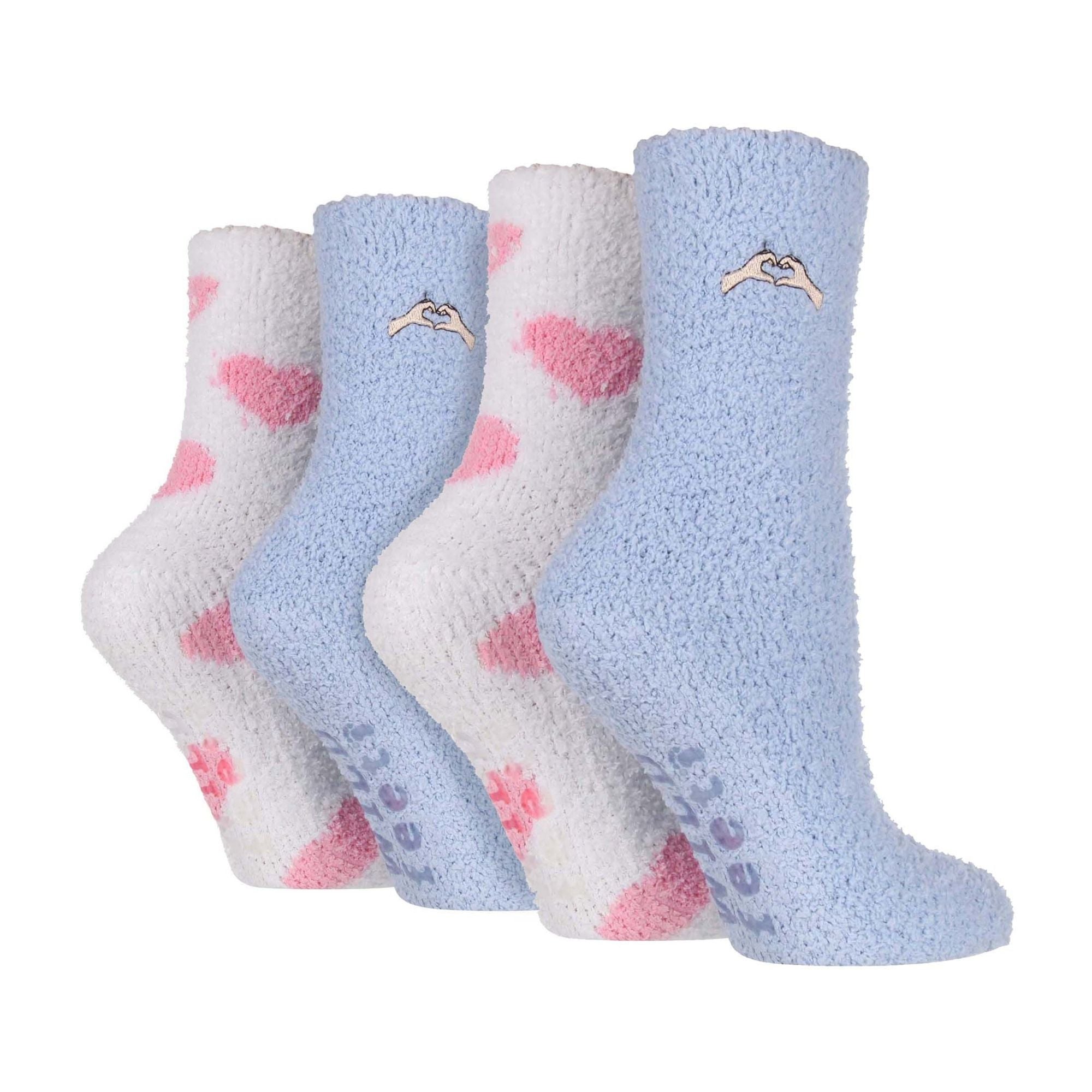 Wildfeet 4 Pack Womens Fleece Thermal Slipper Lounge Bed Socks