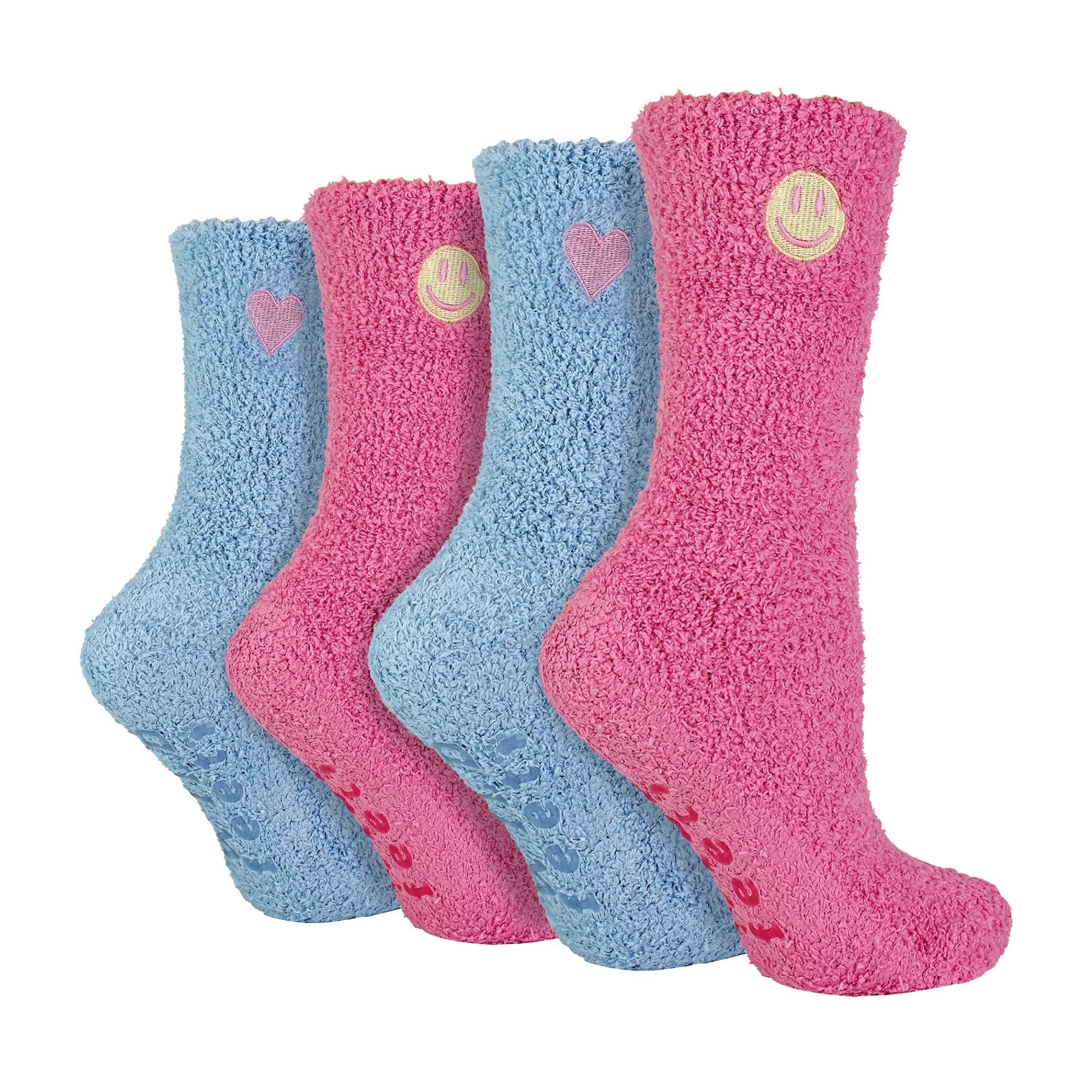 Wildfeet 4 Pack Womens Fleece Thermal Slipper Lounge Bed Socks