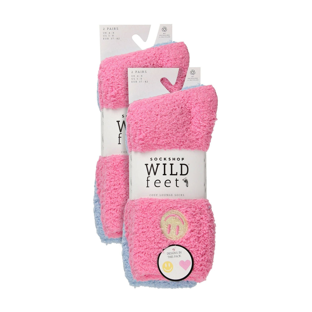 Wildfeet 4 Pack Womens Fleece Thermal Slipper Lounge Bed Socks