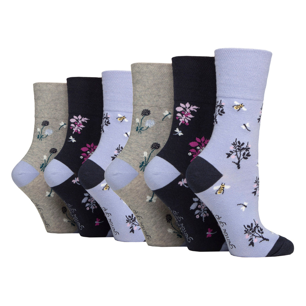 Gentle Grip 6 Pairs Womens RHS Non Elastic Soft Top Diabetic Socks