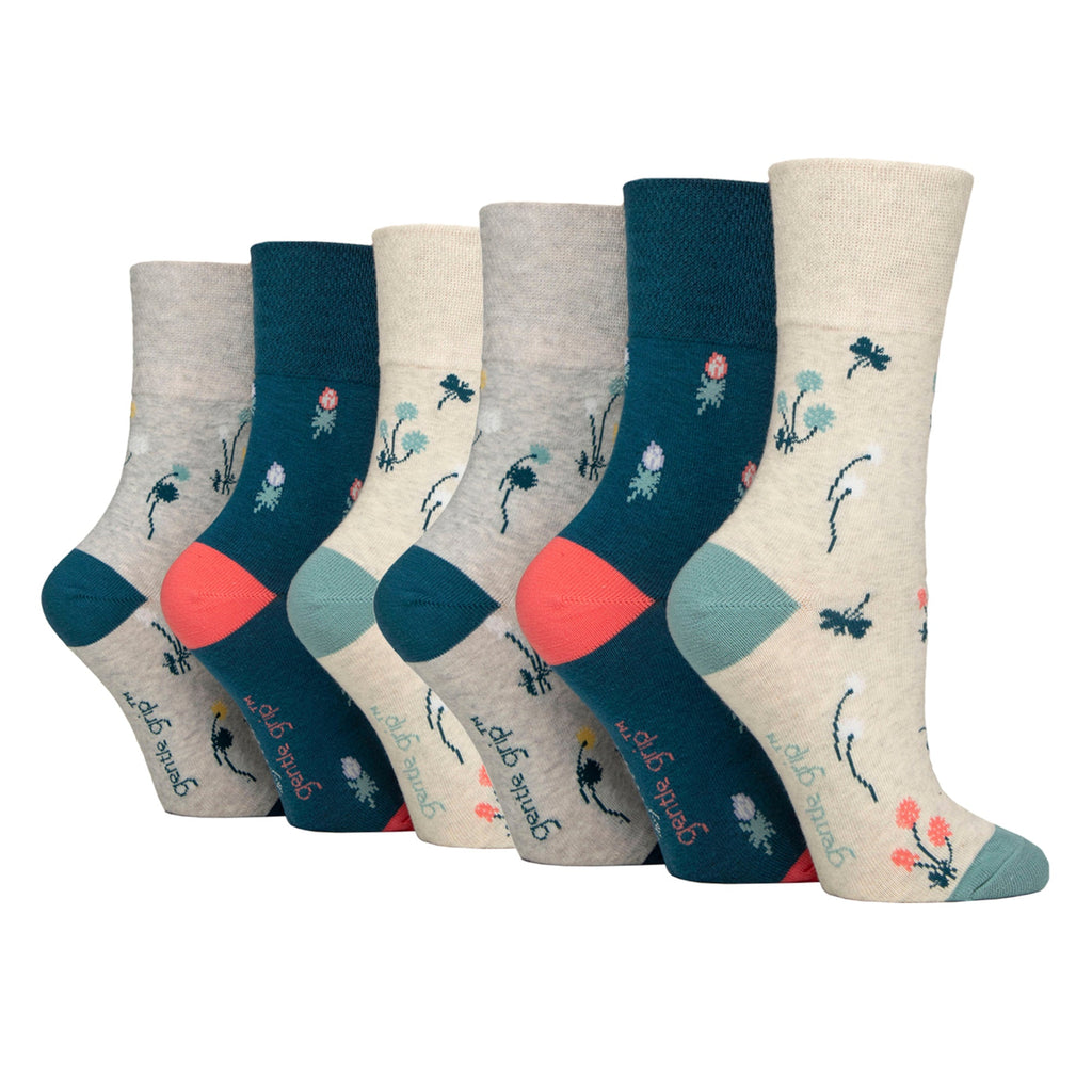 Gentle Grip 6 Pairs Womens RHS Non Elastic Soft Top Diabetic Socks
