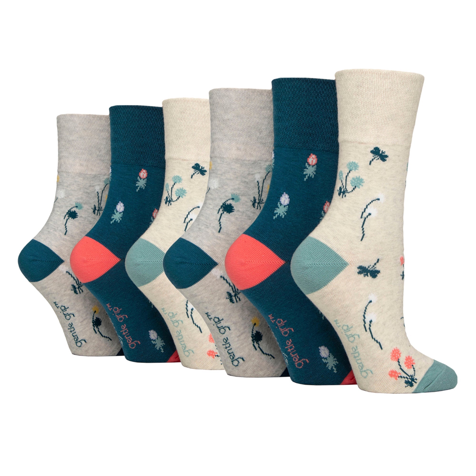 Gentle Grip 6 Pairs Womens RHS Non Elastic Soft Top Diabetic Socks