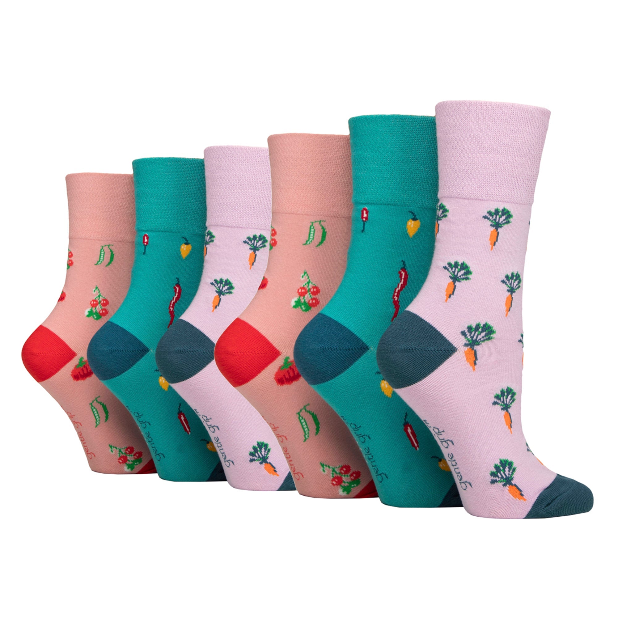 Gentle Grip 6 Pairs Womens RHS Non Elastic Soft Top Diabetic Socks