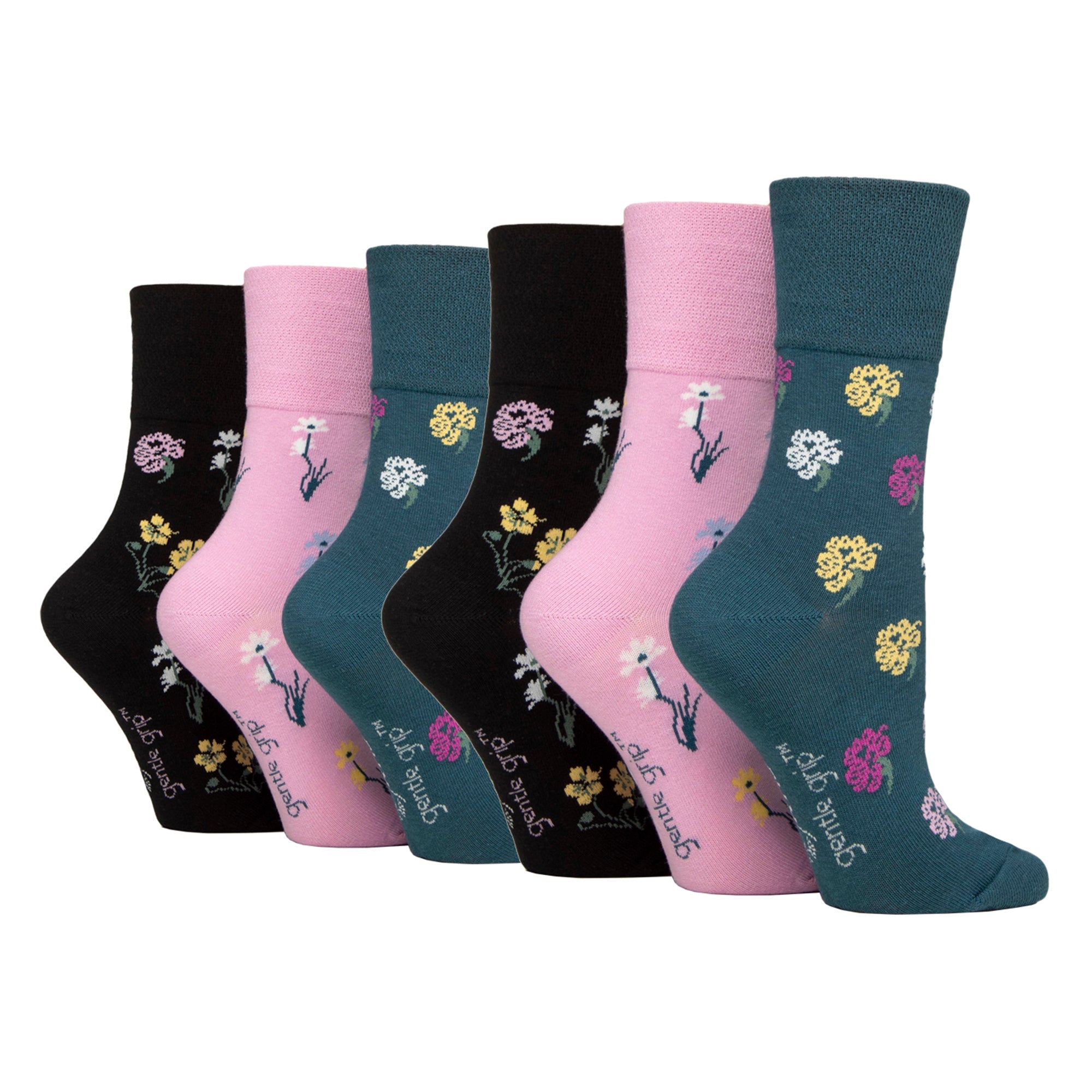 Gentle Grip 6 Pairs Womens RHS Non Elastic Soft Top Diabetic Socks