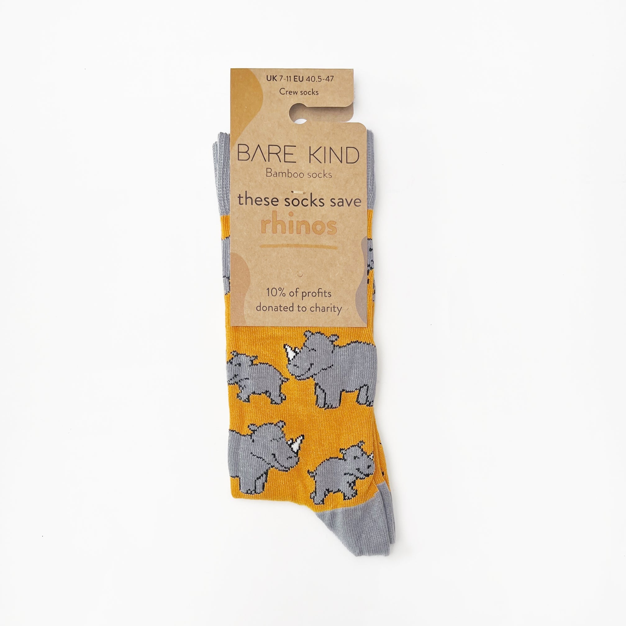 Bare Kind Save the Rhinos Bamboo Socks