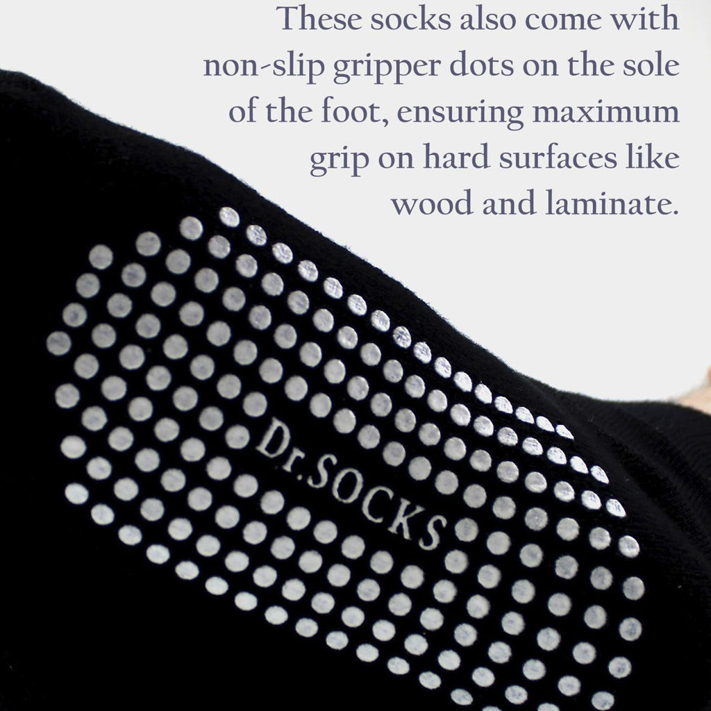 Dr.Socks 4 Pack Short Bamboo Diabetic Socks with Grips for Men and Women